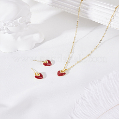 Heart Alloy Enamel Stud Earrings & Pendant Necklaces Sets&nbsp;SJEW-LP0001-44