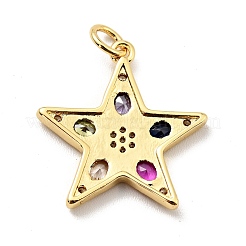Brass Micro Pave Cubic Zirconia Pendants&nbsp;KK-E015-28G