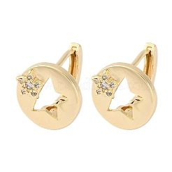 Brass Clear Cubic Zirconia Hoop Earrings&nbsp;EJEW-Q014-38G