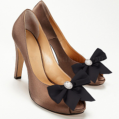 2Pcs Bowknot Polyester & Rhinestone Shoe Decoration&nbsp;FIND-DR0001-63B