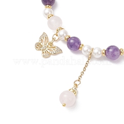 Butterfly Brass Micro Pave Clear Cubic Zirconia Charms Bracelets&nbsp;BJEW-JB12848