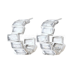 304 Stainless Steel & Clear Cubic Zirconia Stud Earrings&nbsp;SA-G003-02P