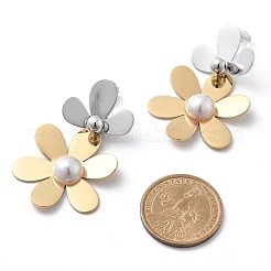 304 Stainless Steel Flower Stud Earrings for Women&nbsp;STAS-Z112-22GP