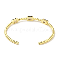 Rectangle Brass Pave Glass Open Cuff Bangles for Women&nbsp;BJEW-Z061-05G