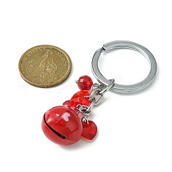 Valentine's Day Baking Paint Brass Bell Heart Keychain&nbsp;KEYC-JKC00526