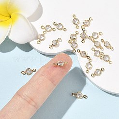 SHEGRACE Brass Pave Cubic Zirconia Flat Round Connector Charms&nbsp;XGRQ2O341-442A-G