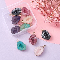 10Pcs 5 Colors Druzy Geode Resin Pendants&nbsp;RESI-YW0001-47