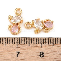 Brass Micro Pave Pink Cubic Zirconia Charms&nbsp;CU-CBA804C-14G
