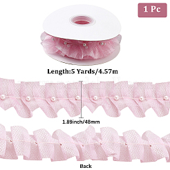 Polyester with Plastic Pearl Bead Wrinkle Ribbon&nbsp;OCOR-WH20003-63A