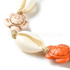 Synthetic Turquoise Tortoise & Natural Shell Braided Bead Bracelets&nbsp;BJEW-TA00367