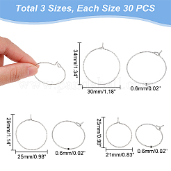 90Pcs 3 Size 316 Surgical Stainless Steel Hoop Earrings Findings&nbsp;STAS-UN0039-41