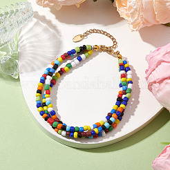 Glass Seed Beaded Triple Layers Multi-strand Bracelets&nbsp;BJEW-JB10390