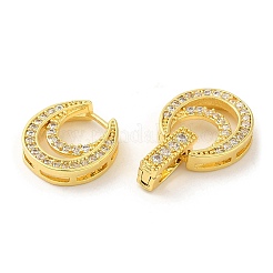 Rack Plating Brass Micro Pave Clear Cubic Zirconia Fold Over Clasps&nbsp;KK-H447-18G