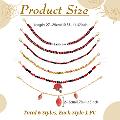 6Pcs 6 Styles Handmade Polymer Clay & CCB Plastic & Glass & Alloy Enamel Pendant Hat Chains&nbsp;HJEW-GA00089