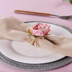 Plastic Rose Flower Napkin Rings&nbsp;AJEW-WH0695-129