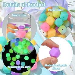 50Pcs Luminous Hexagon Food Grade Silicone Beads&nbsp;SIL-CJ0001-39