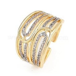 Brass Micro Pave Cubic Zirconia Cuff Rings&nbsp;RJEW-D326-08G