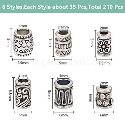 210Pcs 6 Styles Tibetan Style Alloy Spacer Beads&nbsp;FIND-HY0003-56