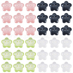 40Pcs 4 Colors 2-Hole Resin Buttons&nbsp;BUTT-TA0001-43