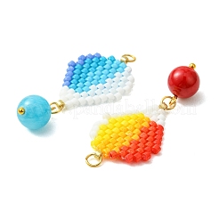 304 Stainless Steel & Glass Cylinder Seed Beads & Glass Pendnats&nbsp;PALLOY-MZ01446