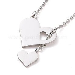 Non-Tarnish 302 Stainless Steel Heart Puzzle Pendant Lariat Necklaces&nbsp;NJEW-I118-01P