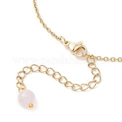Natural Rose Quartz Round Beaded Ankelets&nbsp;AJEW-AN00707-03