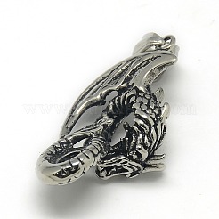 Fashionable Retro 304 Stainless Steel Rhinestone Dragon Pendants&nbsp;STAS-L017-143