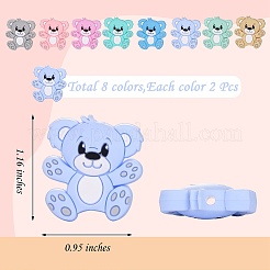 16Pcs 8 Colors Cartoon Bear Silicone Focal Beads&nbsp;JX699A
