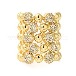 Brass Micro Pave Clear Cubic Zirconia Open Cuff Rings&nbsp;RJEW-A046-12G
