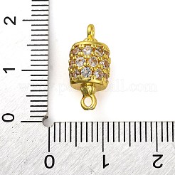 Brass Micro Pave Clear Cubic Zirconia Hollow Column Connector Charms&nbsp;KK-A230-05F-G