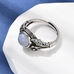 Natural Blue Lace Agate Finger Rings&nbsp;RJEW-A084-05AS-10