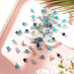100Pcs Mixed Styles Glass Pendants&nbsp;PALLOY-TADJ00007