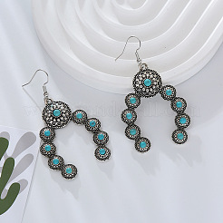 Alloy Synthetic Turquoise Arch Dangle Earrings&nbsp;FS-WG5C75B-02