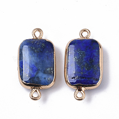 Edge Golden Plated Natural Lapis Lazuli Links connectors&nbsp;X-G-S359-034A