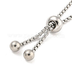 Non-Tarnish Adjustable 304 Stainless Steel Box Chain Slider Bracelet Making&nbsp;MAK-L038-001P-05