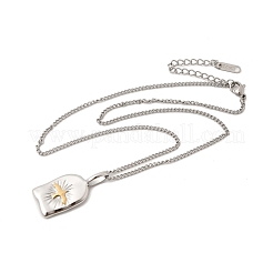 Religion Two Tone 304 Stainless Steel Holy Spirit Bird Rectangle Medal Pendant Necklaces for Women&nbsp;NJEW-K304-02GP