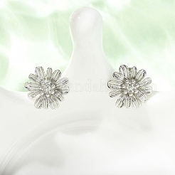 Valentine's Day Flower Brass Stud Earrings&nbsp;EJEW-D351-03P
