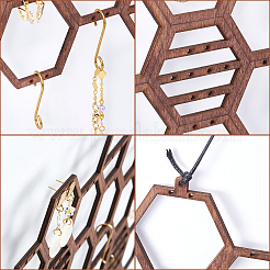 Honeycomb Shape Beech Wood Earring Studs Displays&nbsp;EDIS-WH0011-04