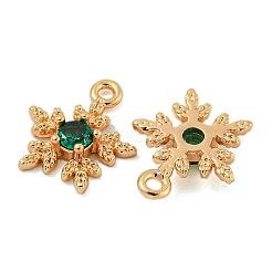 Flower Brass Micro Pave Cubic Zirconia Pendants&nbsp;KK-N254-102G-02