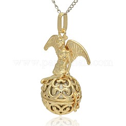 Golden Tone Brass Hollow Round Cage Pendants&nbsp;KK-J242-07G