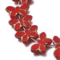 Picasso Baking Paint & Golden Metal Enlaced Glass Beads Strands&nbsp;GL-CBA98F0-02C