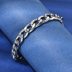 201 Stainless Steel Curb Chain Bracelets for Men&nbsp;STAS-T077-22B-01P