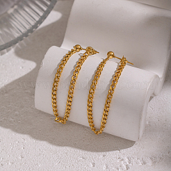 Minimalist Curb Chain Tassel 304 Stainless Steel Stud Earrings&nbsp;LS-UW3398