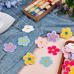 36Pcs 6 Colors Towel Embroidery Style Cotton Iron on/Sew on Patches&nbsp;DIY-GO0002-60