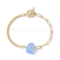 Electroplated Hexagon Prism Natural Quartz Link Bracelets&nbsp;BJEW-JB10753