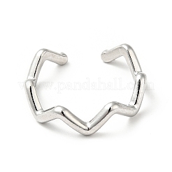 Non-Tarnish 304 Stainless Steel Wave Open Cuff Ring for Women&nbsp;RJEW-I085-13P