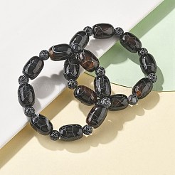 Natural Agate Bead Stretch Bracelets&nbsp;G-P570-01H
