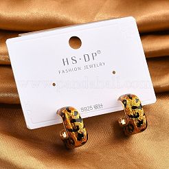 Brass Enamel Stud Earrings&nbsp;EJEW-P301-04G