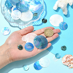 60Pcs 6 Style Flat Round Capiz Shell Pendants&nbsp;SSHEL-SC0001-45