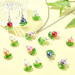 120Pcs 12 Colors Pearlized Glass Pearl Beads Pendants&nbsp;PALLOY-CJ00081